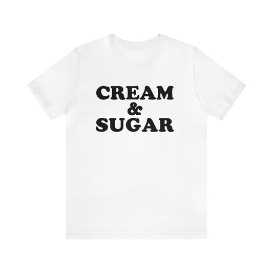 Cream and Sugar Tee, Unisex Jersey Shirt, Short Sleeve Fashion, Casual Chic Apparel, Everyday Comfort Wear, Stylish Unisex Tee, Cream and Sugar Clothing, Comfortable Jersey Tee, Minimalist Fashion, Versatile Short Sleeve, Modern Unisex Top, Effortless Style Shirt, Casual Wardrobe Essential, Trendy Tee Design, Classic Comfort Fashion, Lightweight Jersey Shirt, Fashionable Unisex Apparel, Streetwear-inspired Tee, Everyday Casual Wear, Cream and Sugar Collection,