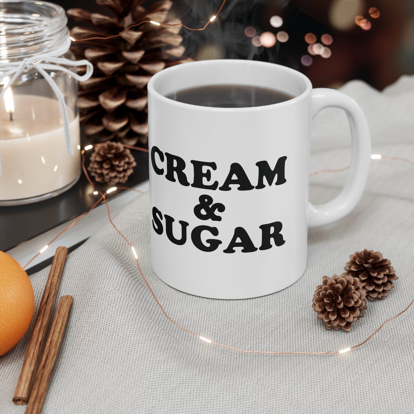 Cream and Sugar Mug, Ceramic Mug 11oz Mug, Coffee Cup Tea, Mug Stylish Drinkware Unique Design Mug Kitchen Essentials Beverage Accessories, Gift for Coffee Lovers, Home Decor Mug, High-Quality Ceramics, Modern Tableware, Contemporary Mug, Office Mug, Trendy Drink Container, Personalized Mug, Artisan Crafted Mug, Microwave-Safe Cup, Dishwasher-Friendly Mug